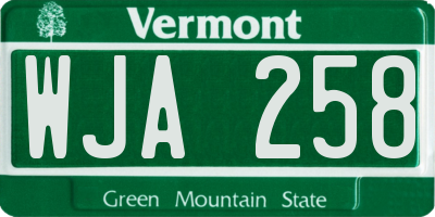 VT license plate WJA258