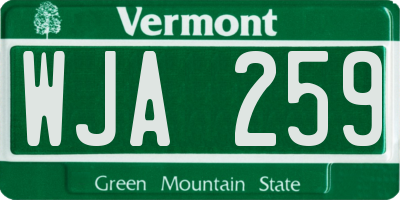 VT license plate WJA259