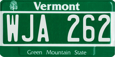 VT license plate WJA262