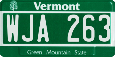 VT license plate WJA263