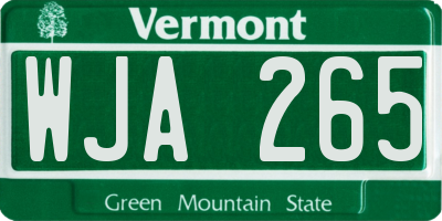 VT license plate WJA265