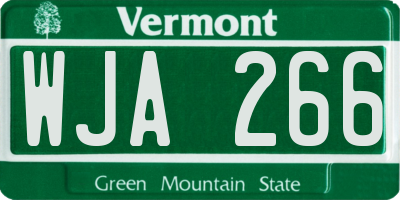 VT license plate WJA266