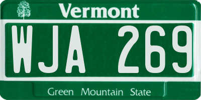 VT license plate WJA269