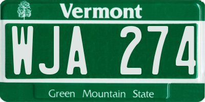 VT license plate WJA274
