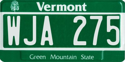 VT license plate WJA275