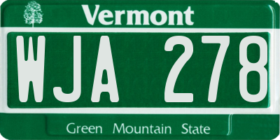 VT license plate WJA278