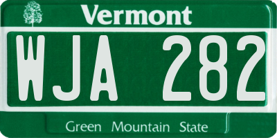 VT license plate WJA282