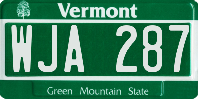 VT license plate WJA287