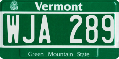 VT license plate WJA289