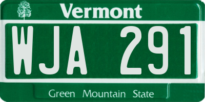 VT license plate WJA291