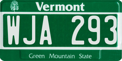 VT license plate WJA293