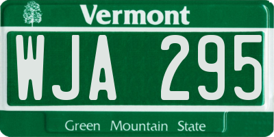VT license plate WJA295