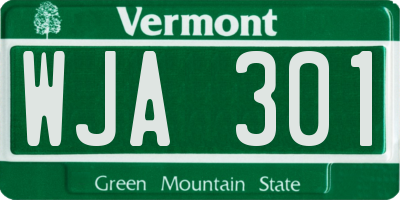 VT license plate WJA301