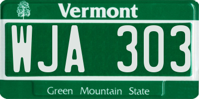 VT license plate WJA303