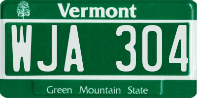 VT license plate WJA304