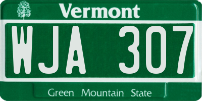 VT license plate WJA307