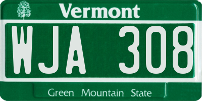 VT license plate WJA308