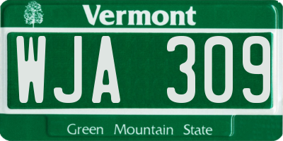 VT license plate WJA309