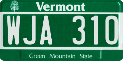 VT license plate WJA310
