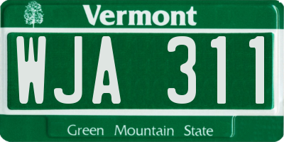 VT license plate WJA311