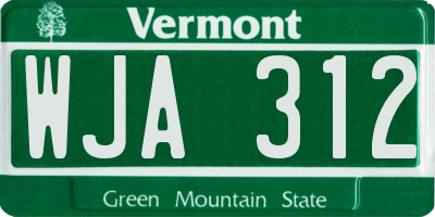 VT license plate WJA312