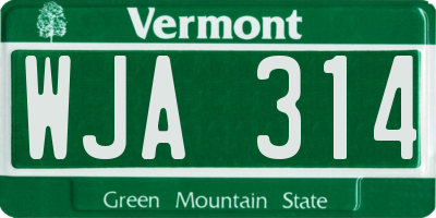 VT license plate WJA314