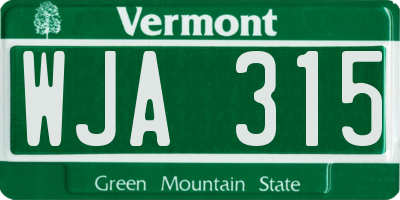 VT license plate WJA315