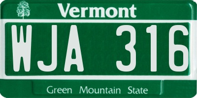 VT license plate WJA316