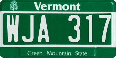 VT license plate WJA317