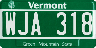 VT license plate WJA318