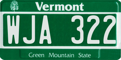 VT license plate WJA322