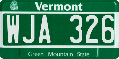 VT license plate WJA326