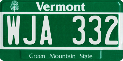 VT license plate WJA332