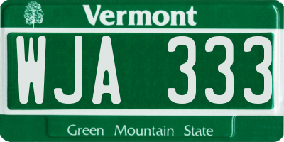 VT license plate WJA333