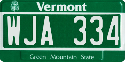 VT license plate WJA334