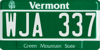 VT license plate WJA337