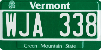 VT license plate WJA338