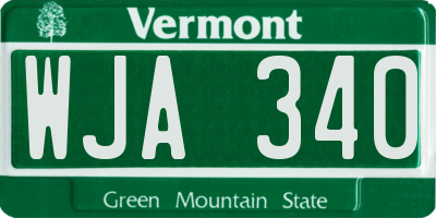 VT license plate WJA340