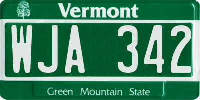 VT license plate WJA342