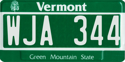 VT license plate WJA344