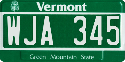 VT license plate WJA345