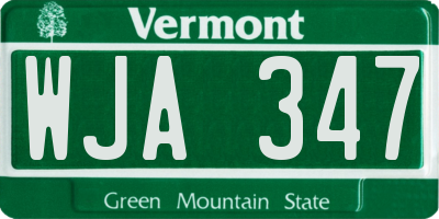 VT license plate WJA347