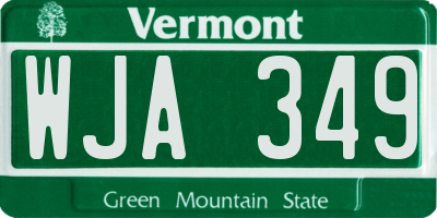 VT license plate WJA349