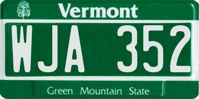 VT license plate WJA352