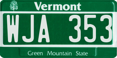 VT license plate WJA353