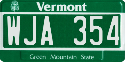 VT license plate WJA354
