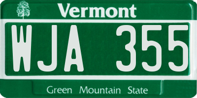 VT license plate WJA355