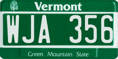 VT license plate WJA356