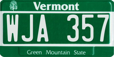 VT license plate WJA357