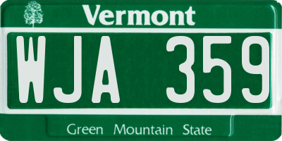 VT license plate WJA359